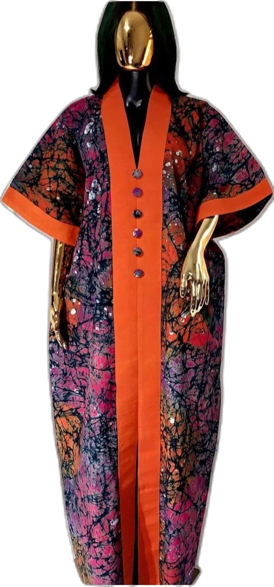 Orange floral bubu dress tailored by Clasian